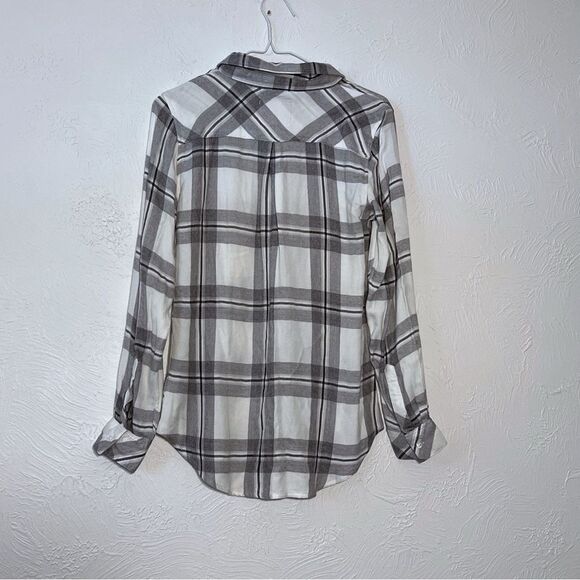 Rails Button Down Plaid Hunter Shirt Size XS Black White - Picture 3 of 8